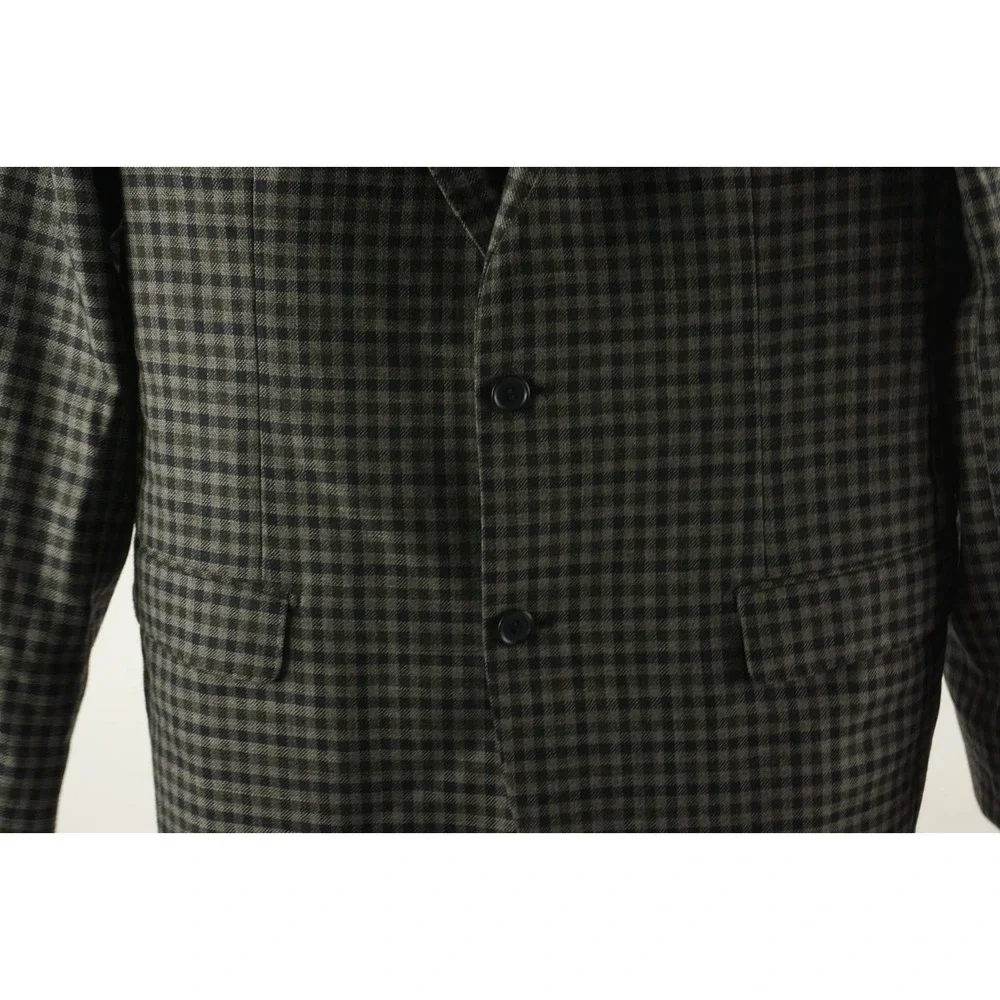 Byron Slim Unstructured Hopsack Wool Sport Coat Men's 44R Gray Blue Green Check